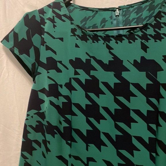 Houndstooth print blue and green dress - Picture 6 of 9